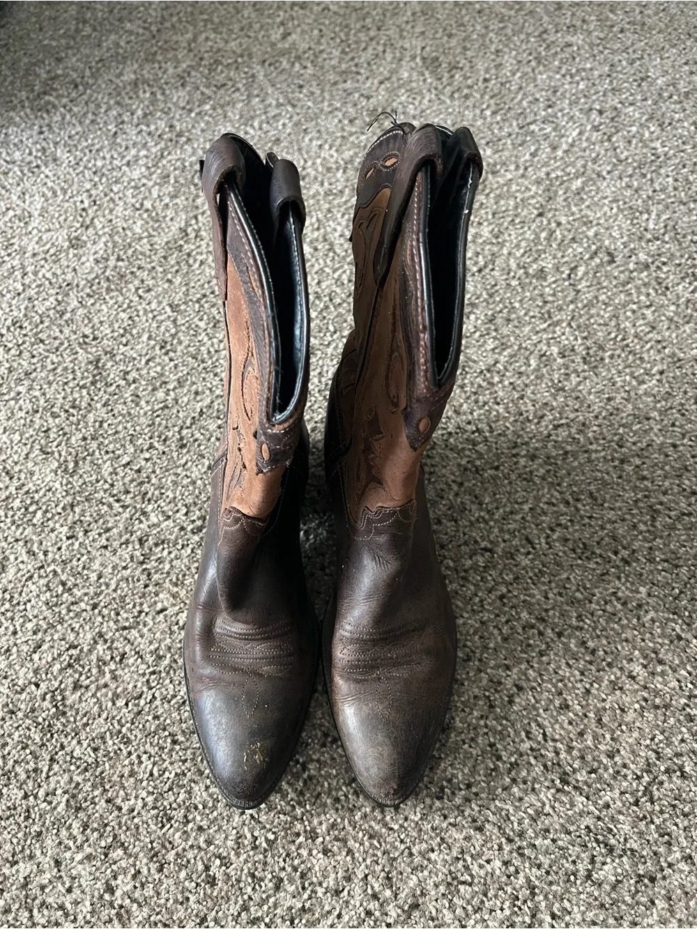 Classic Brown Leather Western Cowboy Boots - Kids 4 1/2
